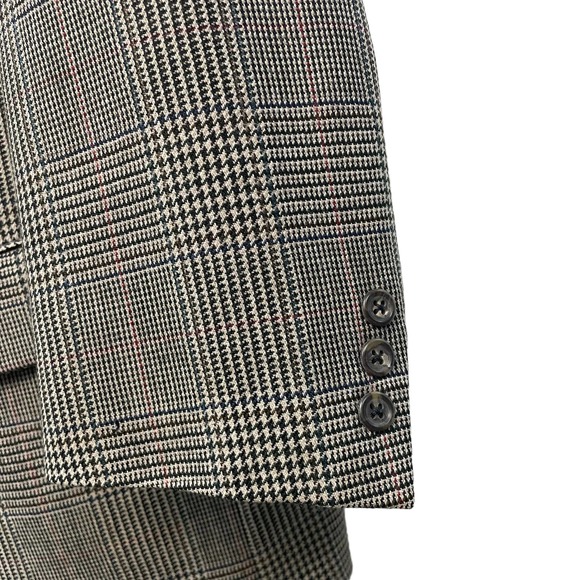 Mens Vintage Burberrys Houndstooth Plaid Brown Suit Jacket 44 L/XL - Picture 4 of 11